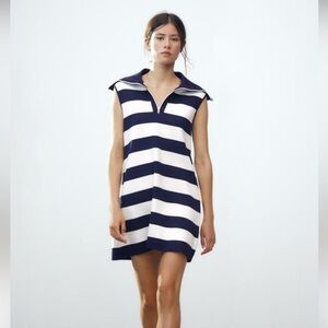 Zara Navy and White Striped Dress